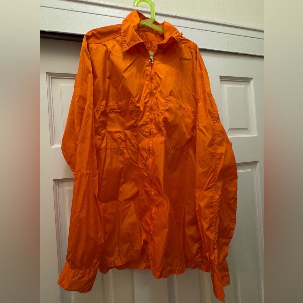 Boss Hugo Boss Orange Nylon Shirt Windbreaker Jacket Sz S